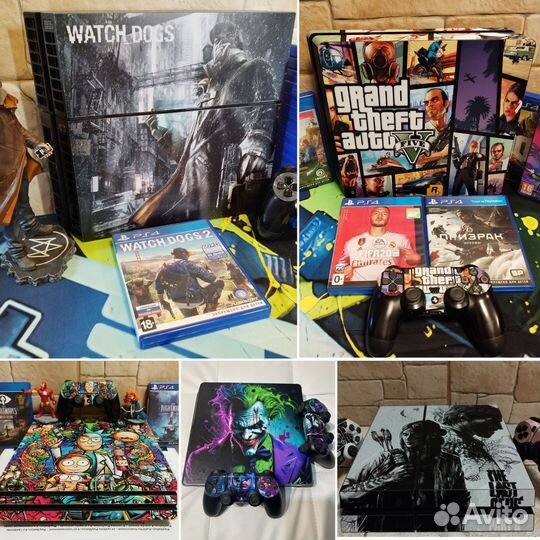 Наклейки на приставку PlayStation 4 fat, slim, pro