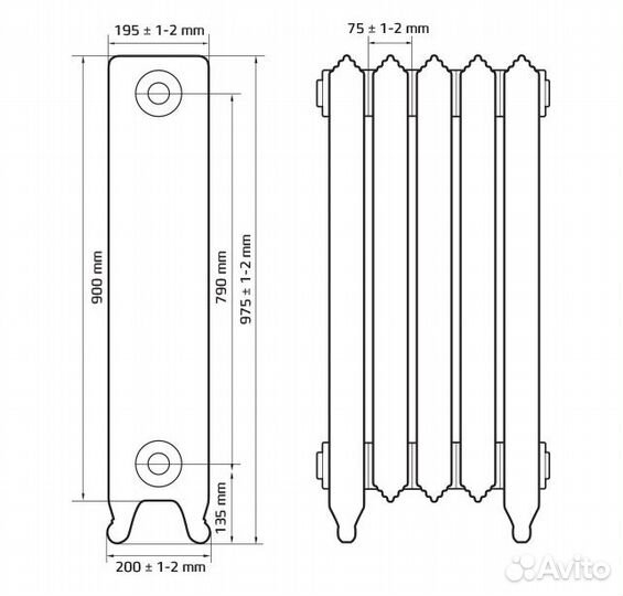 Радиатор чугунный norwich 790 6 секций NW 790-6s