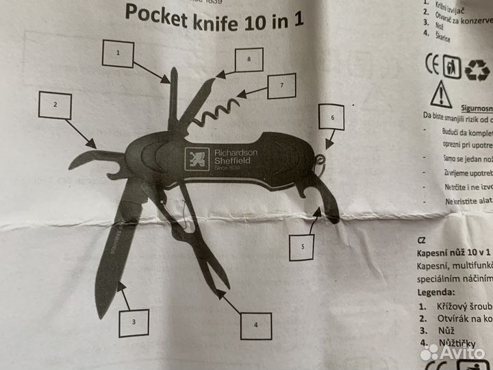 Нож мультитул 10 в 1 Richardson Sheffield новый
