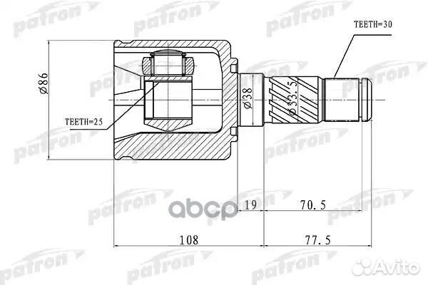 ШРУС внутренний правый 30x38x25 KIA sorento 02