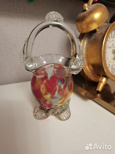 Корзиночка/ваза цветное стекло