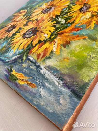 Картина маслом на холсте Подсолнухи Картина цветы