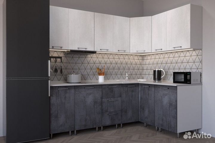 Кухня модульная 3*2 м Бетон т-с