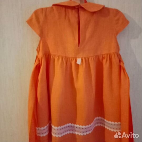 Платье для девочки лен р.98-104