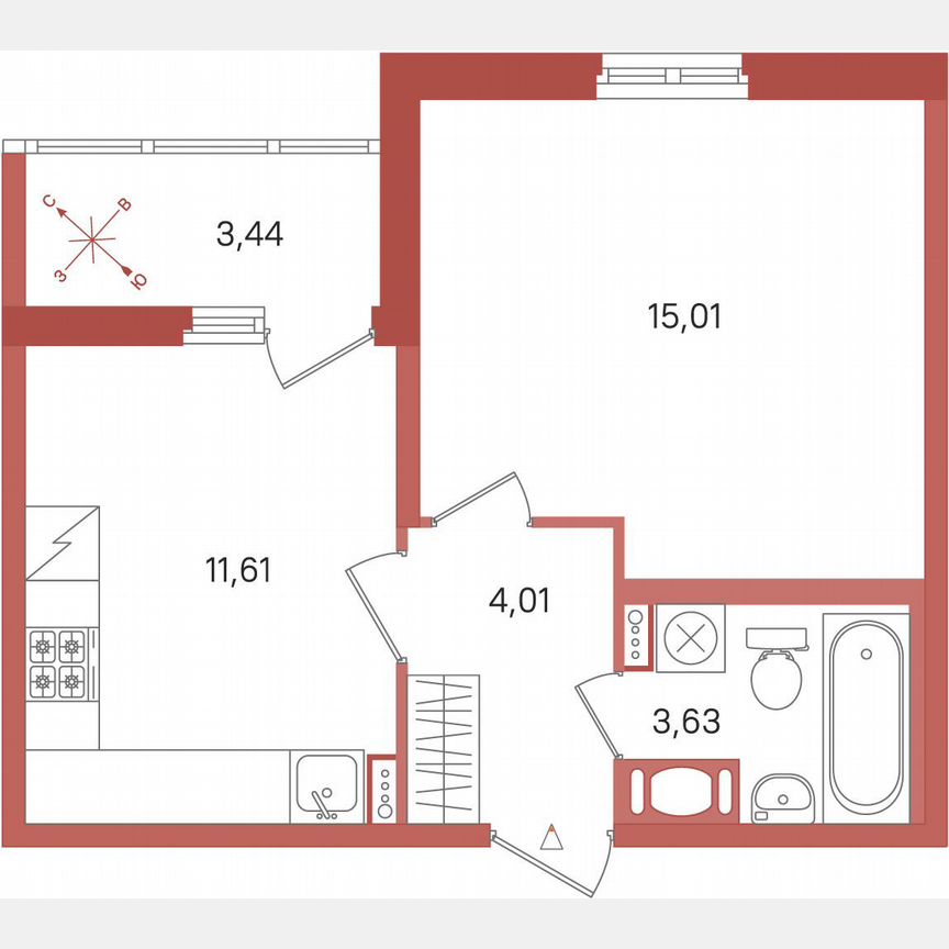 1-к. квартира, 36 м², 2/11 эт.