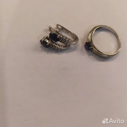 Серьги и кольцо серебро