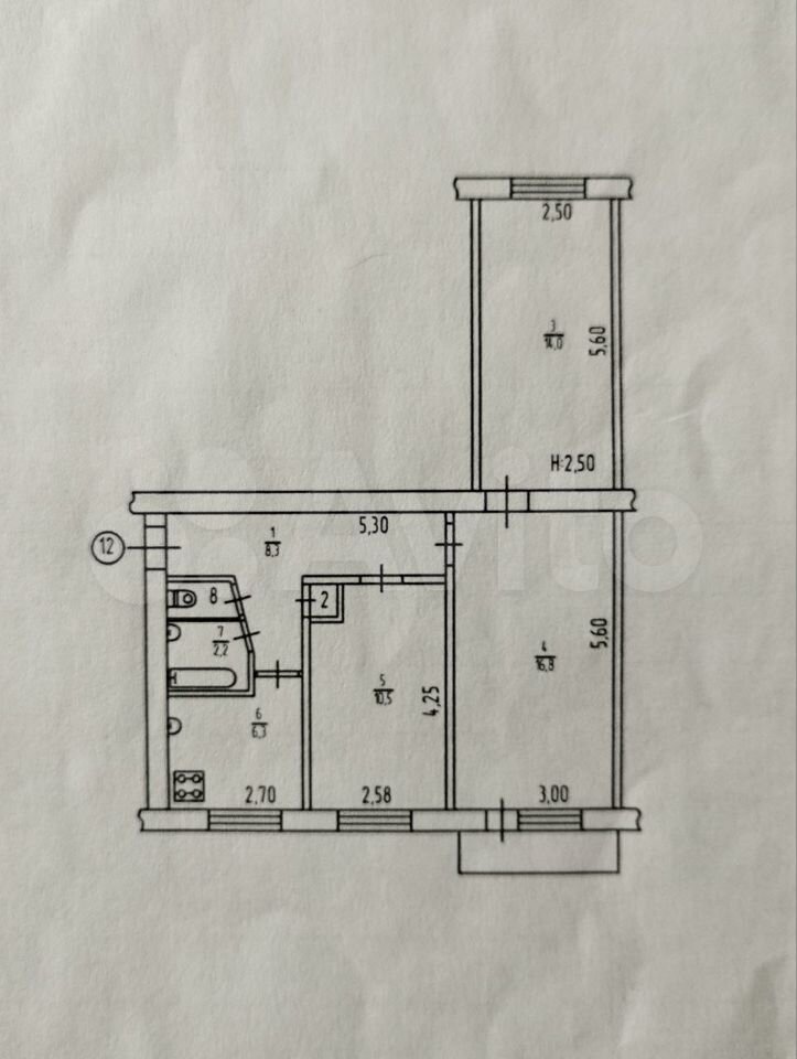 3-к. квартира, 60,2 м², 3/5 эт.