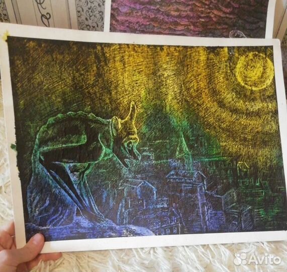 Рисунки в технике процарапывания. Нотр-Дам