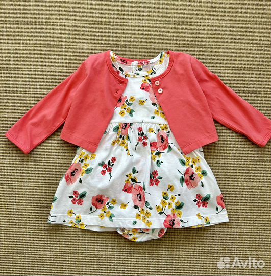 Плащ, сандалии 19р, Платье Carters, 6-9 месяцев