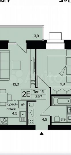 1-к. квартира, 39,7 м², 4/10 эт.