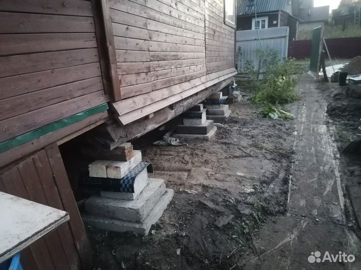 Подъем домов, бань, замена венцов