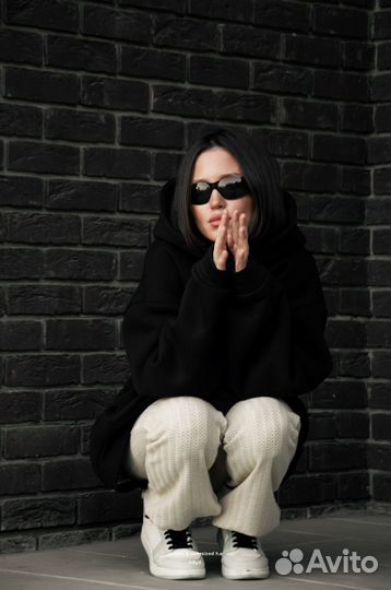 Худи оверсайз теплое с начесом и капюшоном