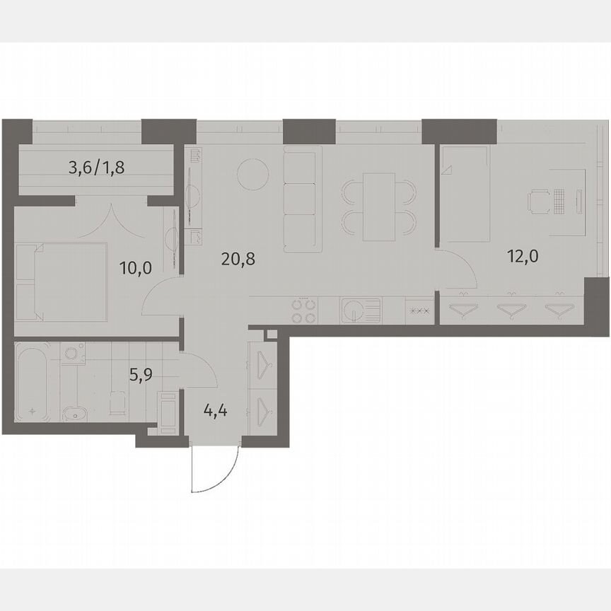 2-к. квартира, 54,8 м², 5/11 эт.