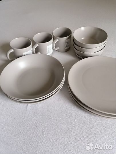 Набор посуды, Бежевый, 3 персоны, IKEA