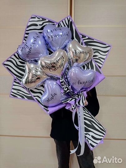 Букет из шаров Шар с цветами крафт букет