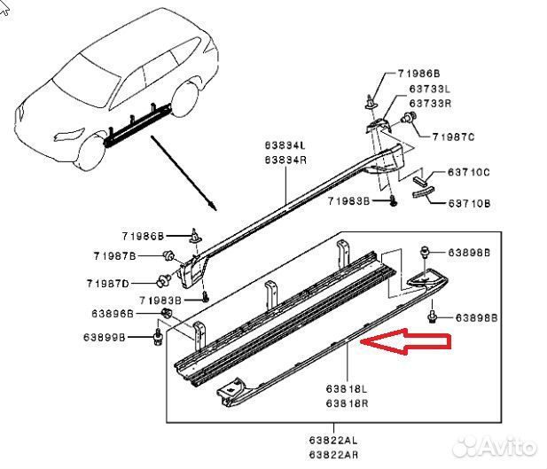 Накладка на подножку Mitsubishi Pajero Sport 3