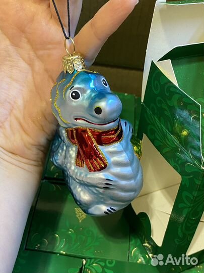 Ёлочная игрушка в виде дракона стеклянная