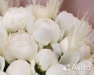 Букет из 21 белого пиона (Premium)