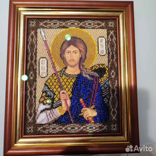 Икона. Вышивка. Бисер. Полудрагоценные камни