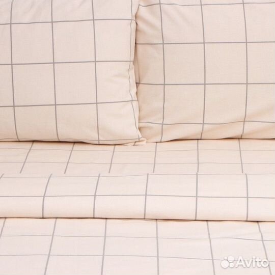 Кпб Этель евро 'Клетка' цв.бежевый, 208*215см, 250