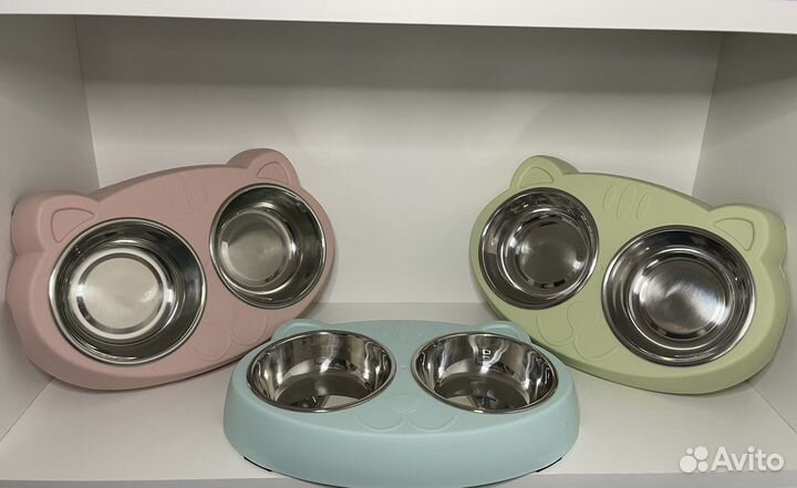 Двойная миска для животных из нержавеющей стали