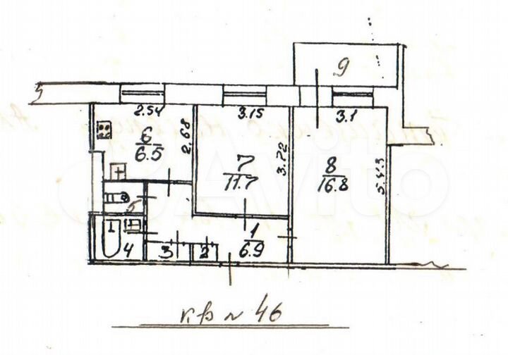 Аукцион: 2-к. квартира, 46,2 м², 3/9 эт.