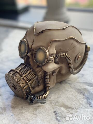 Стимпанк подарок копилка череп