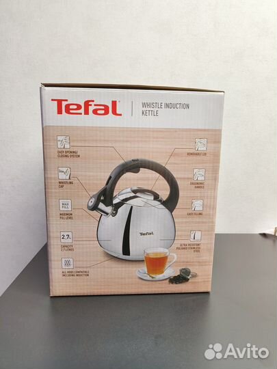 Новый Чайник Tefal 2.7 л со свистком + индукция