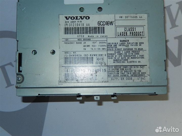 Ченджер компакт дисков volvo S40 2004-2007