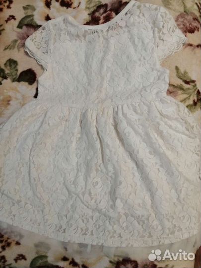 Платье для девочки белое кружевное 130 см