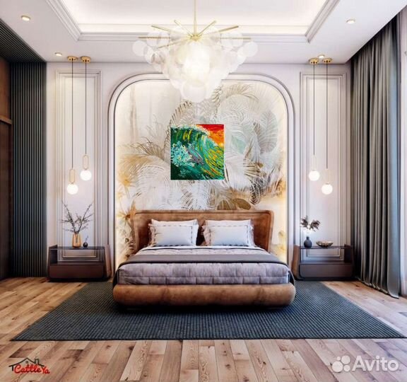 Картина маслом на картоне 20*20 см дельфин море