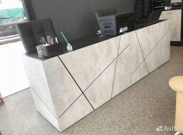 Стол руководителя Концепт Серый Мрамор
