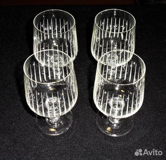 Бокалы на ножке с резным декором СССР 4 шт. Винтаж