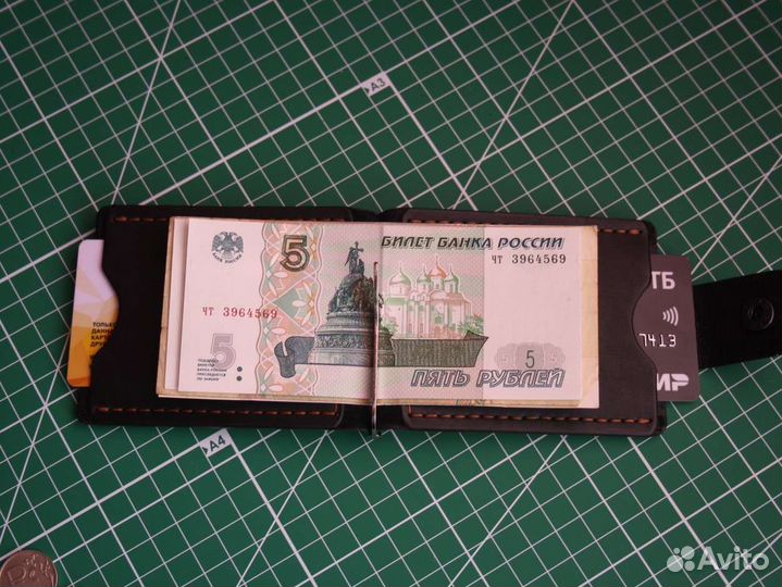 Зажим для денег натуральная кожа