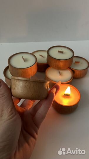 Свеча ароматическая в дереве. опт