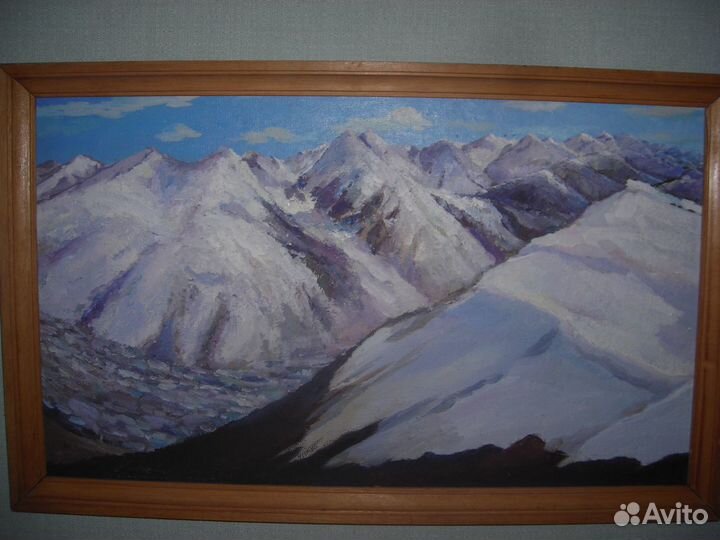 Картина маслом 30х 50 горы и натюрморт