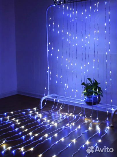 Новогоднее украшение/Гарланд-занавес 3Mx3M/Холодны