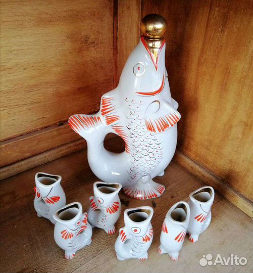 Набор для коньяка. Рыбки. Времён СССР