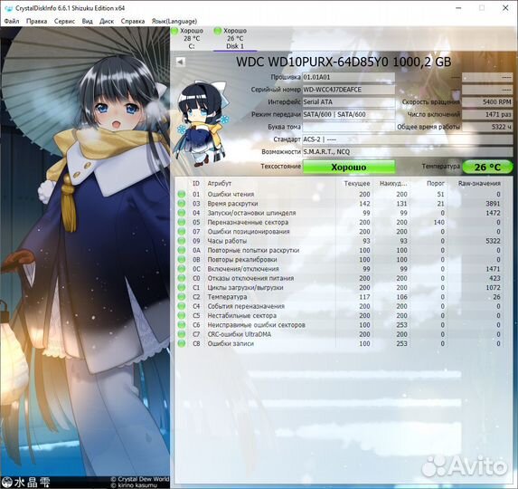Жесткий диск (HDD) WD Purple 1Tb 3.5