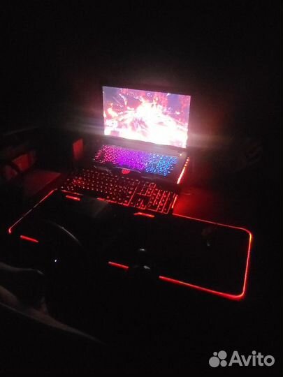 Коврик игровой для мыши и пк с LED подсветкой