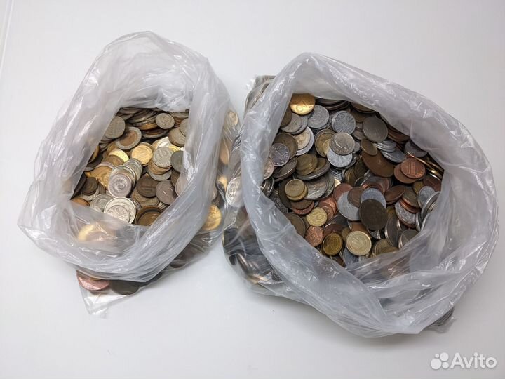 Иностранные монеты 5.3кг + СССР/рсфср 1.3кг