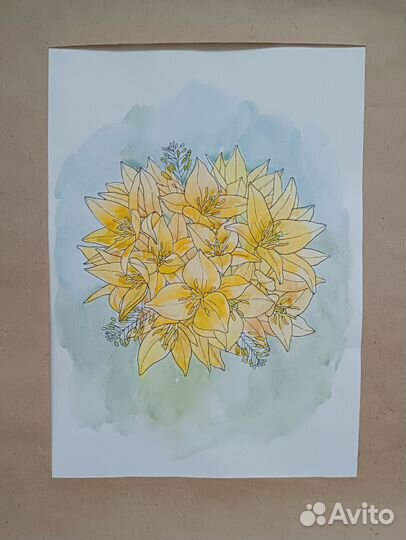 Картина живопись акварель цветы