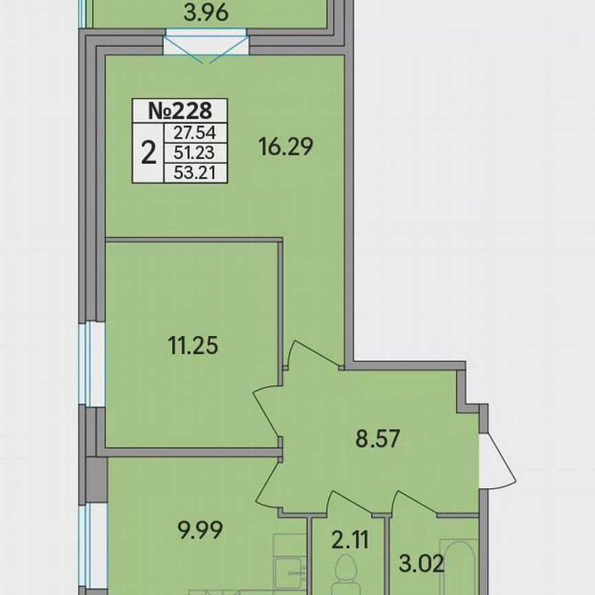 2-к. квартира, 53,2 м², 7/8 эт.