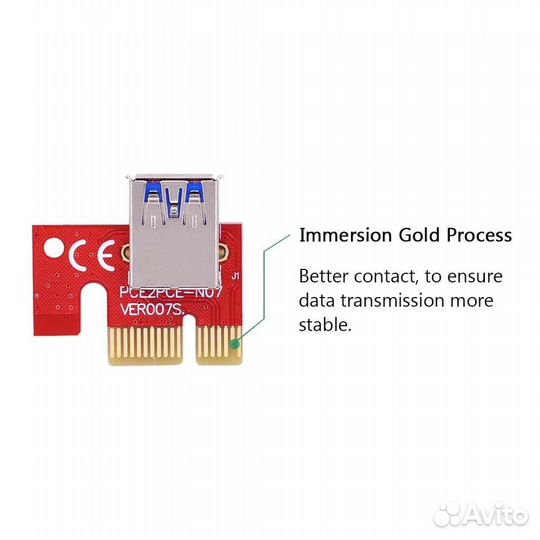 Райзер / Riser Chipal VER007S PCI-E 1x-16x SATA 1м