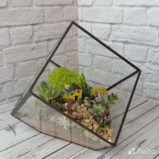 Флорариум Куб усеченный с домиком