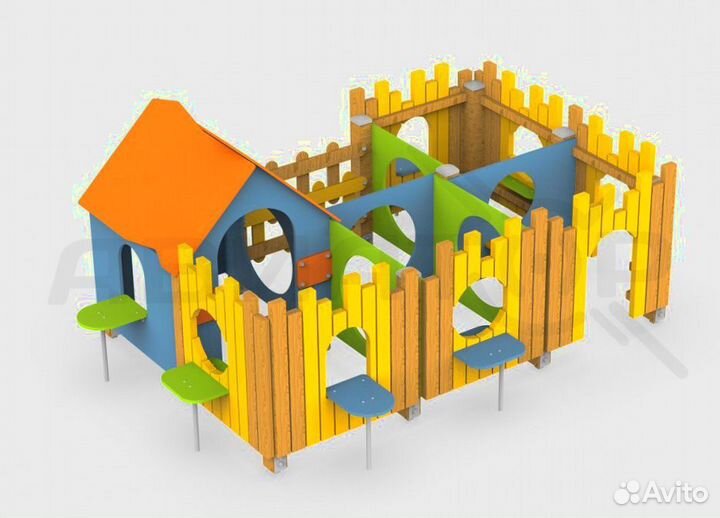 Детская площадка-лабиринт из дерева «Деревенька»