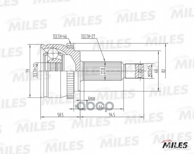 Шрус hyundai I30/KIA ceed 1.4-1.6 06- нар. (ABS