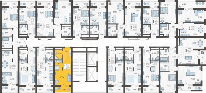 Квартира-студия, 22,8 м², 12/19 эт.