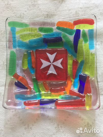 Пепельница цветное стекло