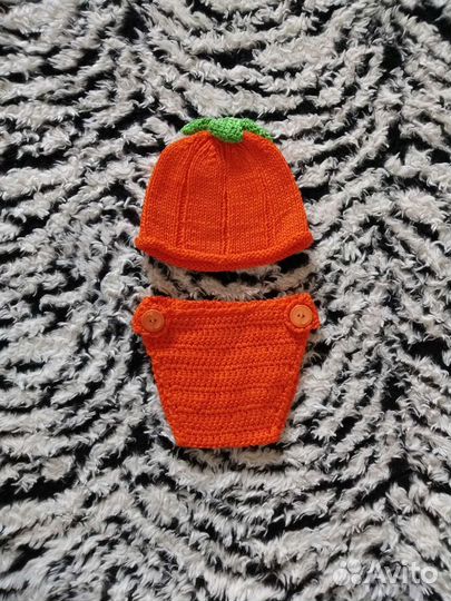 Костюм тыквы 3-6 мес, 62-68 см (шапочка и шорты)